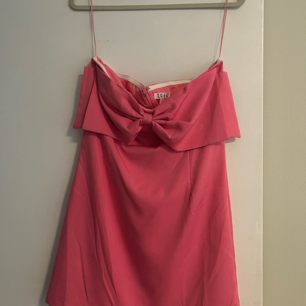 Pink Strapless Dress with Bow